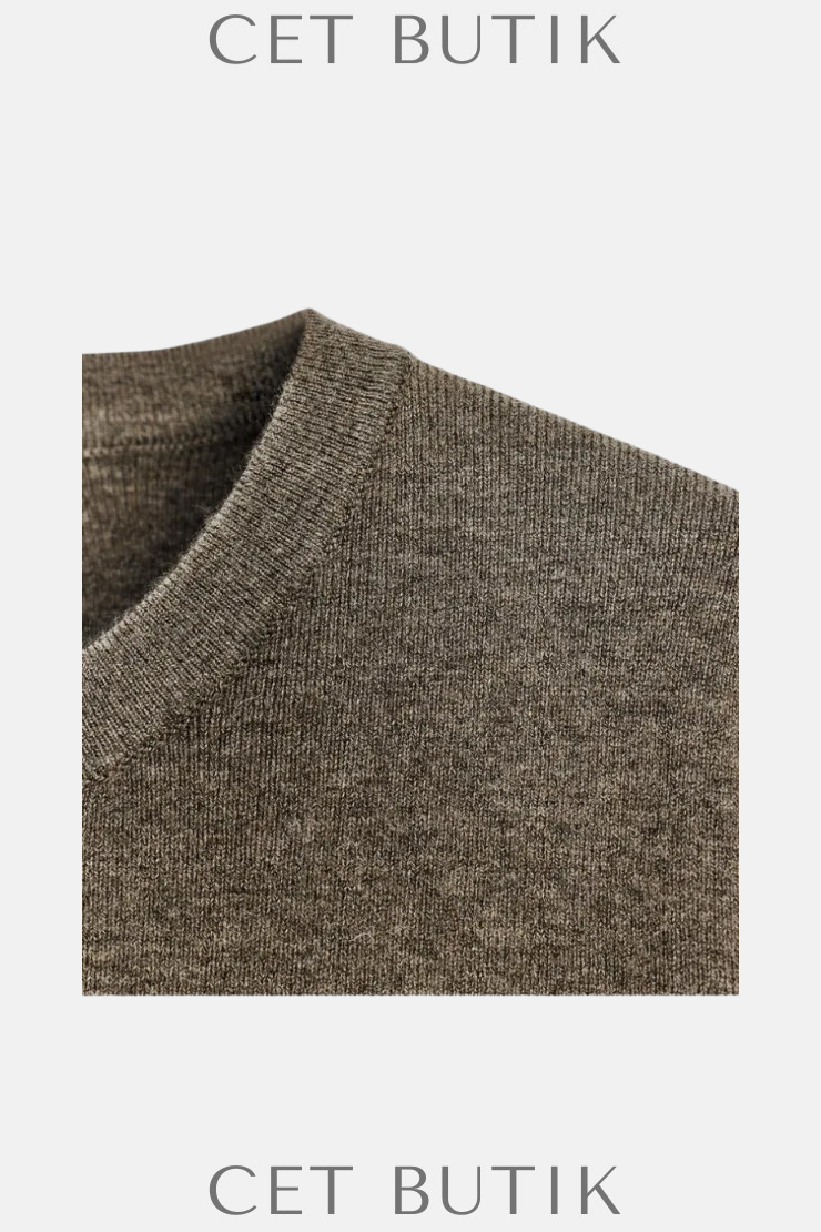 ZARA Kadın Soft-Touch Kısa Kollu Triko Üst – Taupe Gri