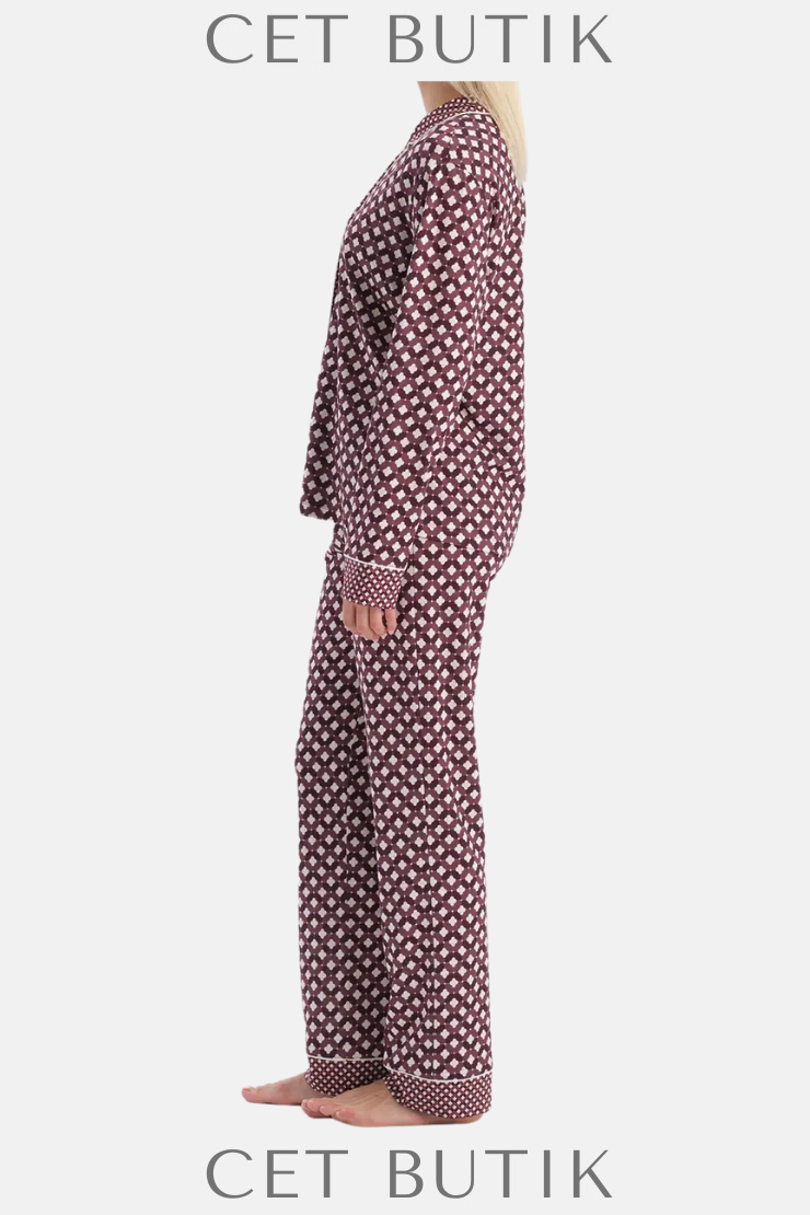 Dagi Mürdüm Geometrik Desenli Gömlek & Pantolon Takım