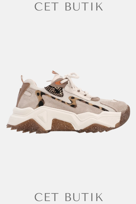 Marjin Kadın Leopar Detaylı Yüksek Taban Sneaker – Desya