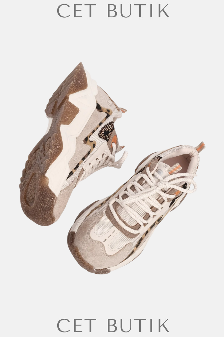 Marjin Kadın Leopar Detaylı Yüksek Taban Sneaker – Desya