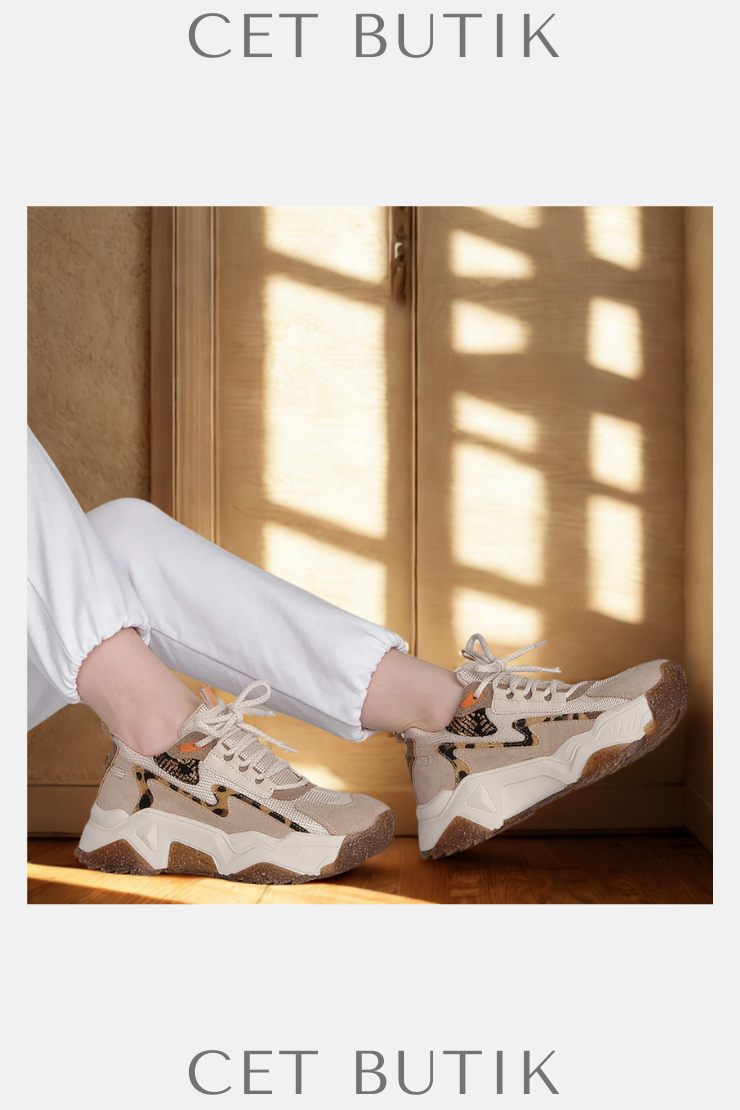 Marjin Kadın Leopar Detaylı Yüksek Taban Sneaker – Desya