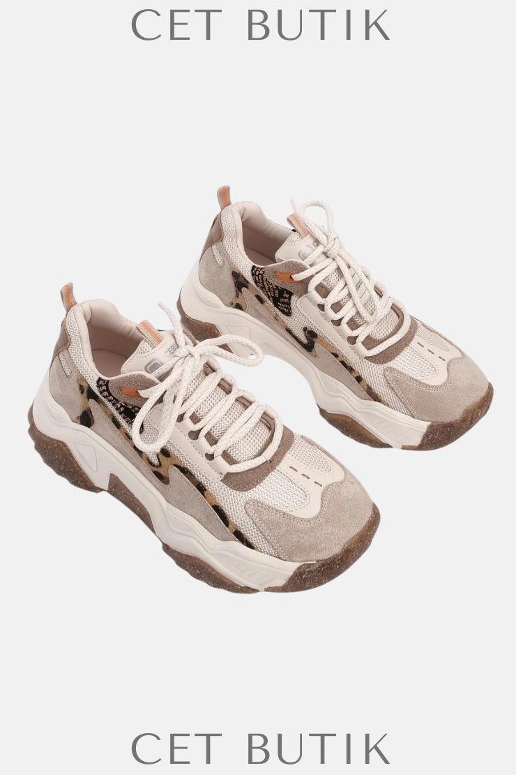 Marjin Kadın Leopar Detaylı Yüksek Taban Sneaker – Desya