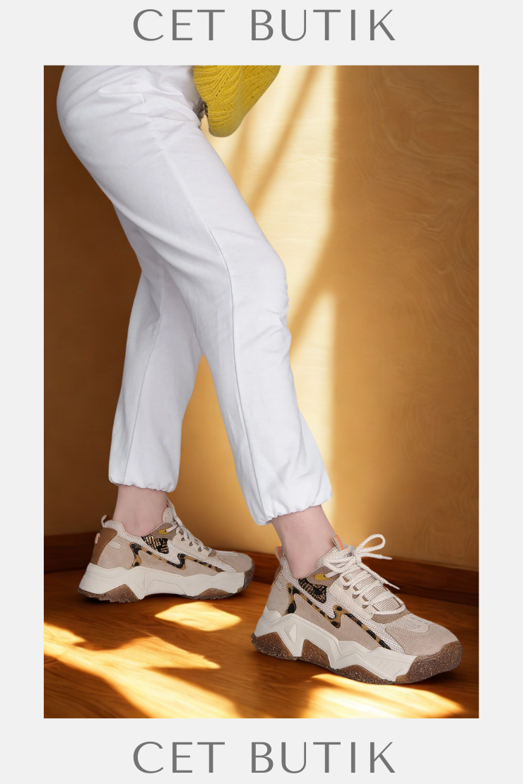 Marjin Kadın Leopar Detaylı Yüksek Taban Sneaker – Desya