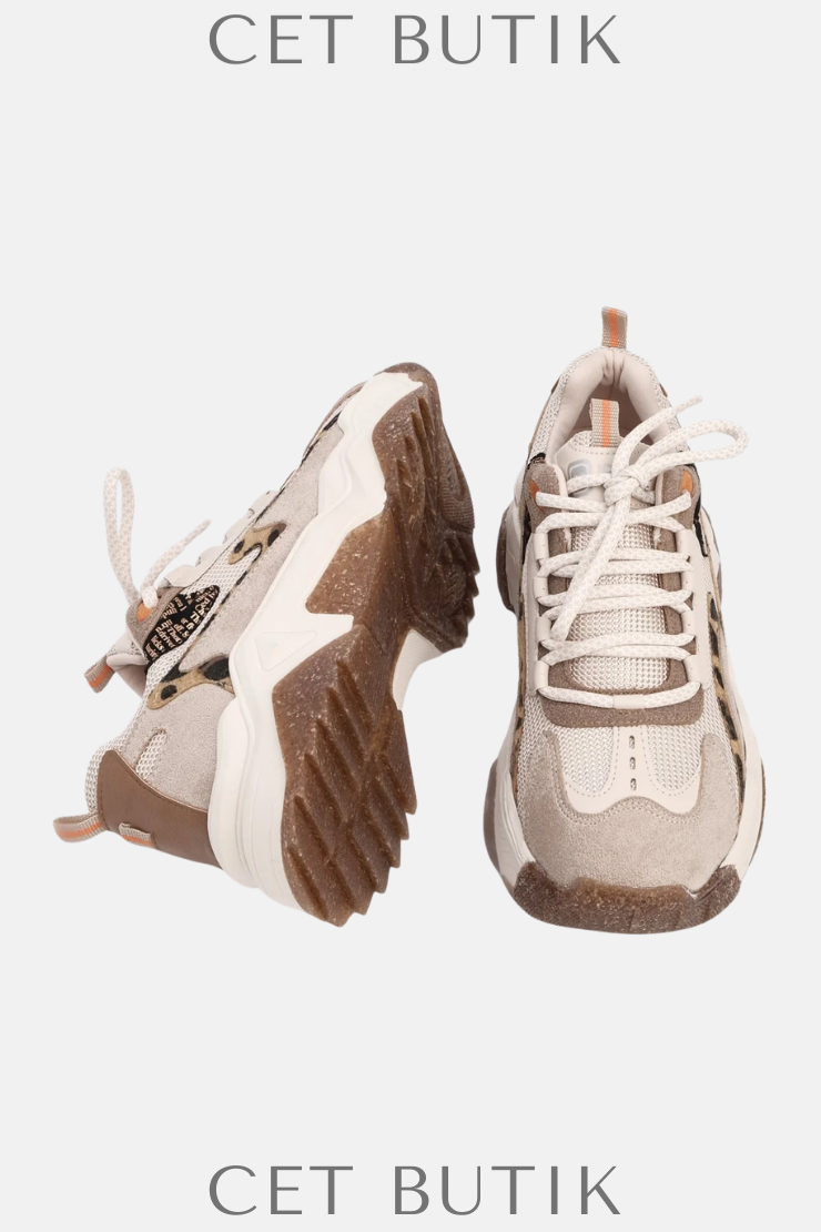 Marjin Kadın Leopar Detaylı Yüksek Taban Sneaker – Desya