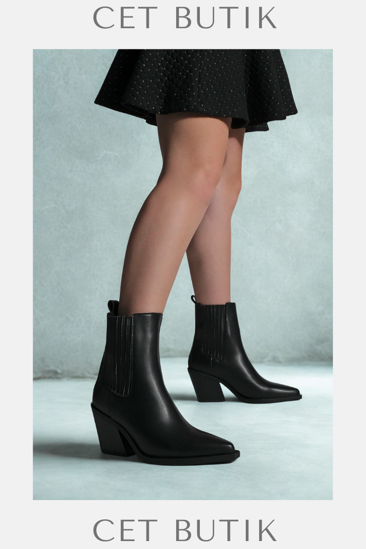 Marjin Erbe Siyah Kadın Western Bot – Trendy Stil & Rahat Kullanım