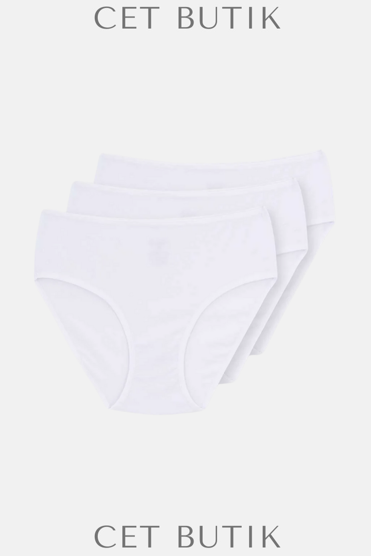 Dagi 5104KC Beyaz Yüksek Bel 3’lü Slip Külot Süprem İnce Kumaş