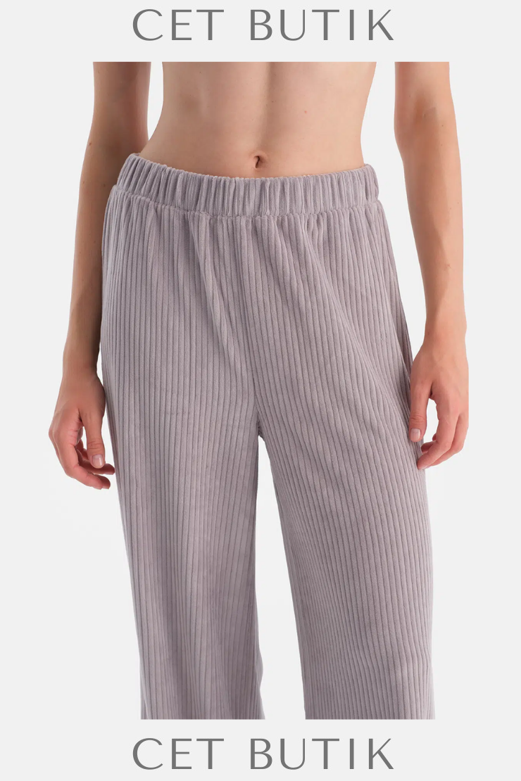 Dagi Açık Lila Kadife Pantolon – Oversize Kesim