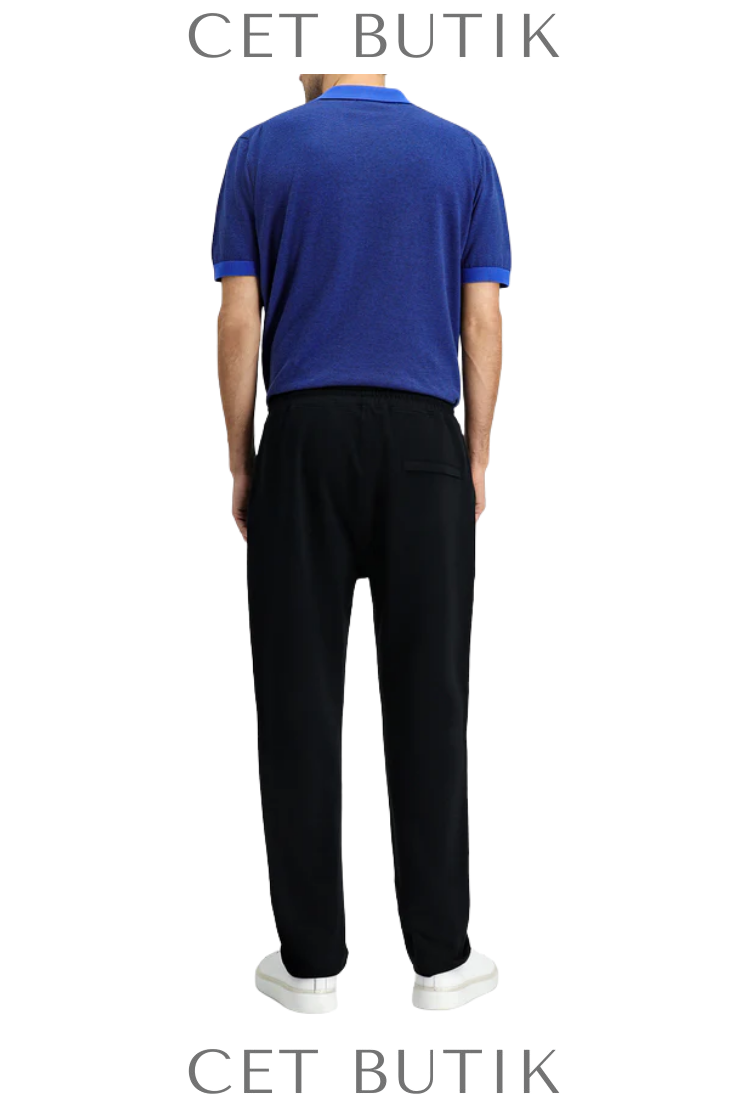 Kiğılı Siyah Pamuklu Sweatpant / Eşofman Altı