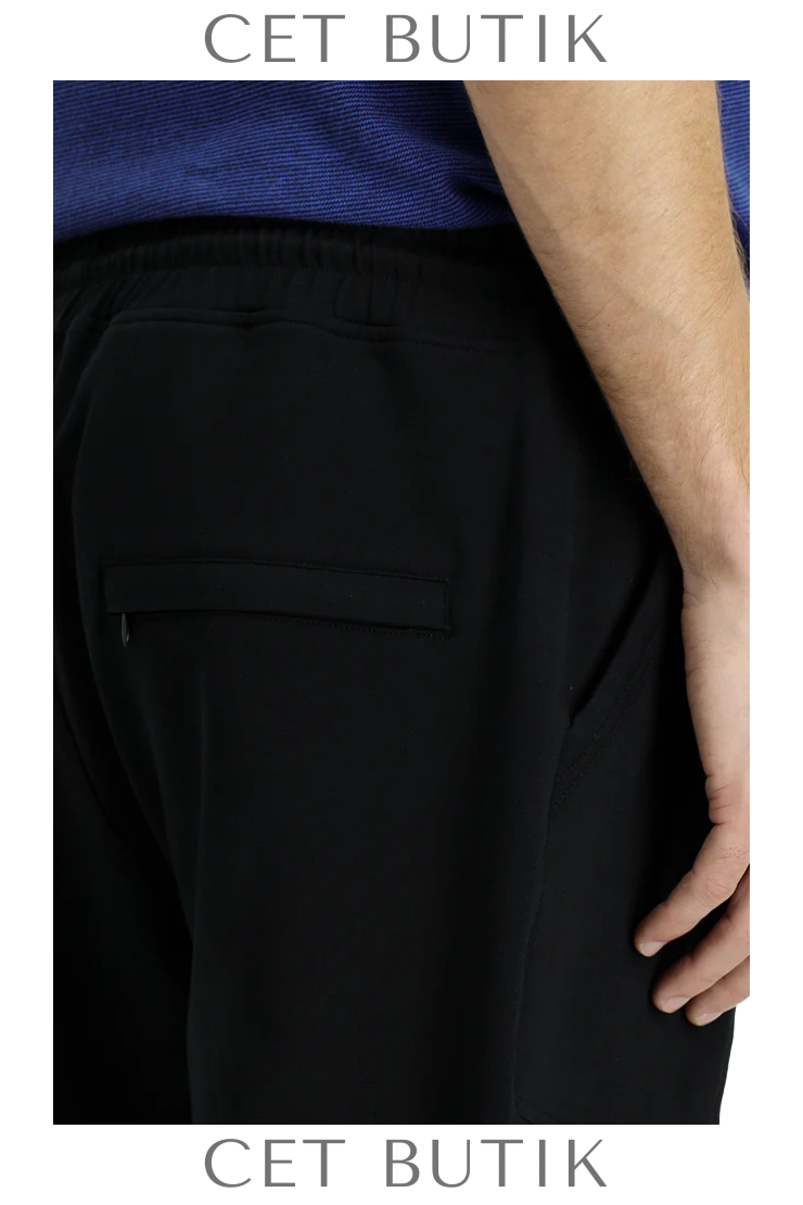 Kiğılı Siyah Pamuklu Sweatpant / Eşofman Altı