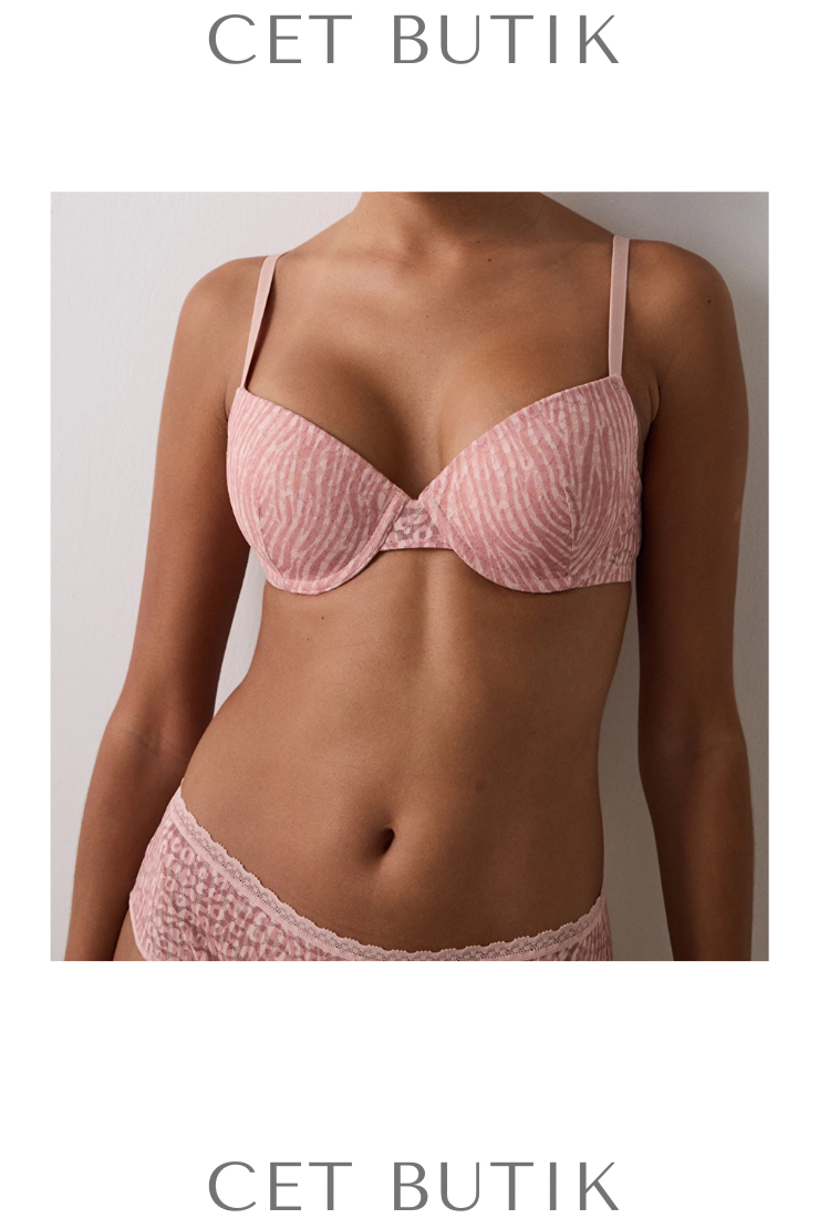 Penti Daylift Printed Lace Açık Gül Kurusu Sütyen | Balenli Destek