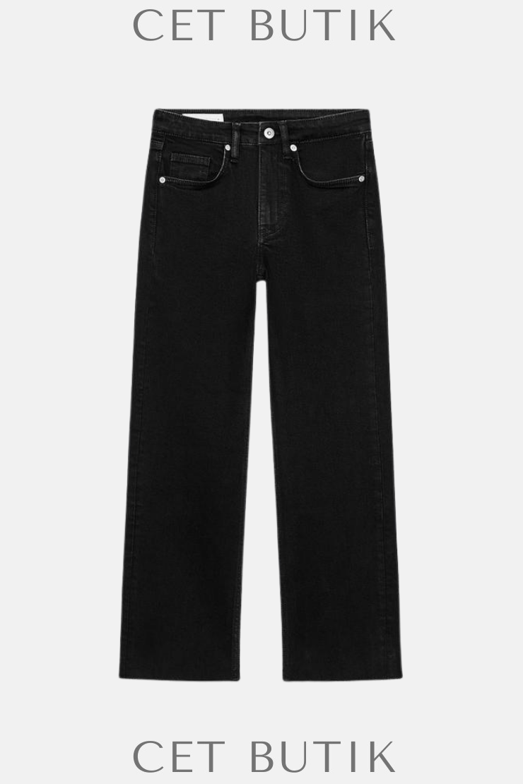 Zara TRF Oyster-White Yüksek Bel Cropped Flare Jeans