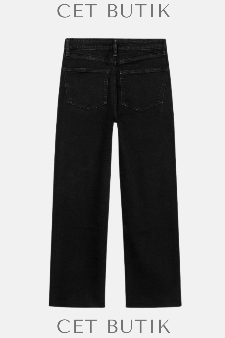 Zara TRF Oyster-White Yüksek Bel Cropped Flare Jeans
