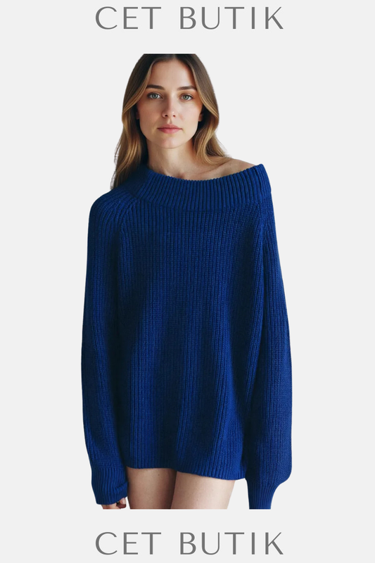 Zara Kadın Bluish Plain Knit Sweater – Yuvarlak Yaka Uzun Kollu Kazak