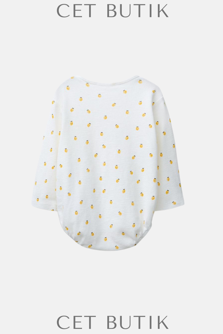 Zara Baby Dokulu Limon Baskılı Uzun Kollu Body – Açık Ekru
