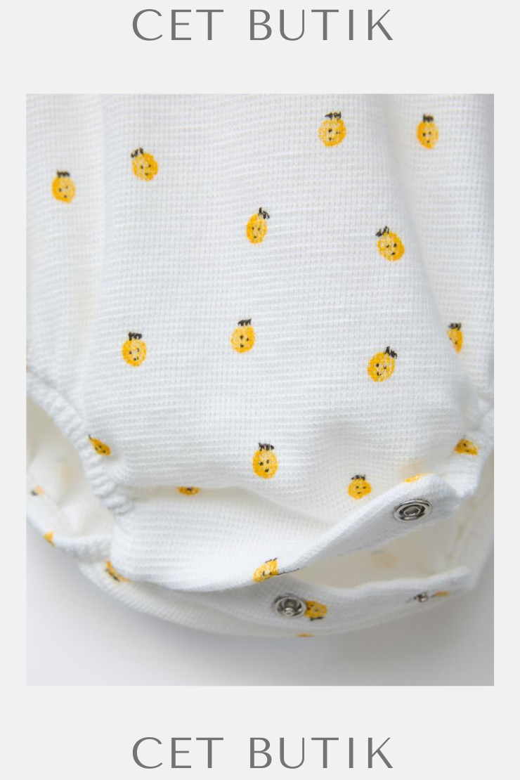 Zara Baby Dokulu Limon Baskılı Uzun Kollu Body – Açık Ekru