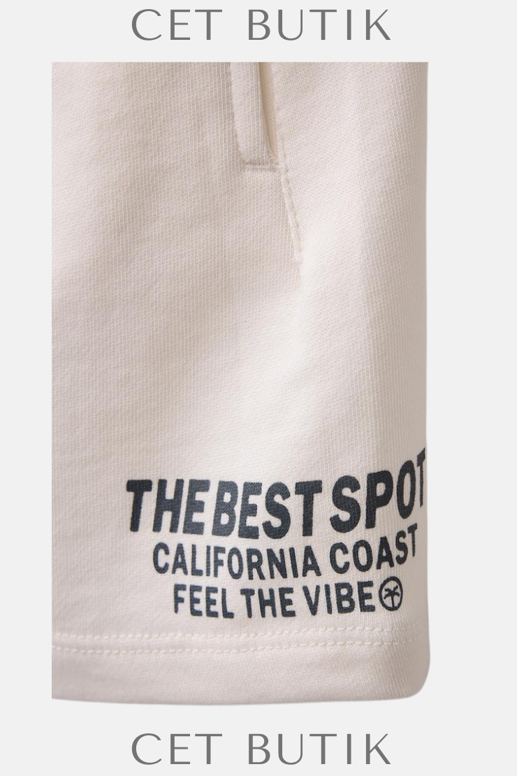 Erkek Çocuk Şort (Text Print Straight Plush Bermuda Shorts)