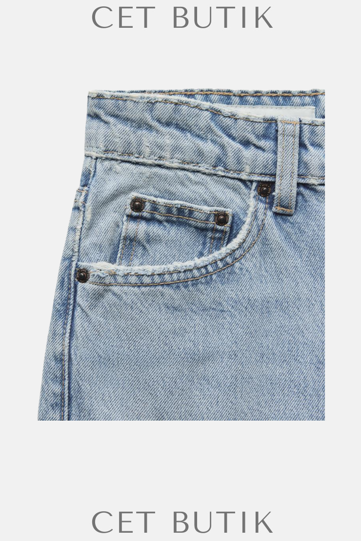 Zara TRF Açık Mavi Yüksek Bel Mom Fit Jean | 100% Pamuk & Konfor