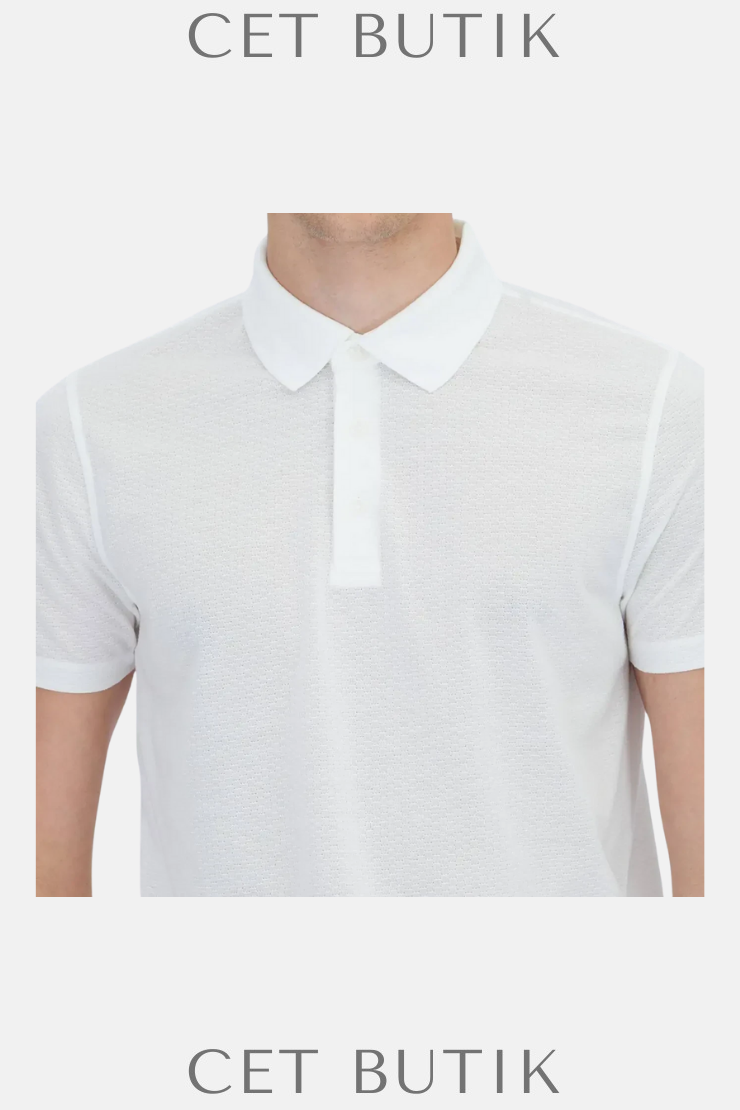 Kip Beyaz Desenli Polo Yaka T-Shirt
