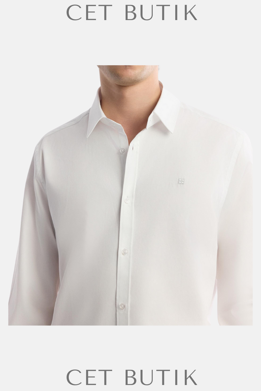 Avva Beyaz Klasik Yaka %100 Pamuk Saten Slim Fit Gömlek – Easy Care & Easy Iron