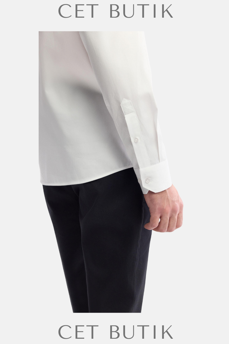 Avva Beyaz Klasik Yaka %100 Pamuk Saten Slim Fit Gömlek – Easy Care & Easy Iron
