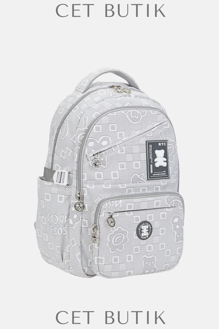 Pierre Cardin Gri Çocuk Okul Sırt Çantası – 35×45×14 cm