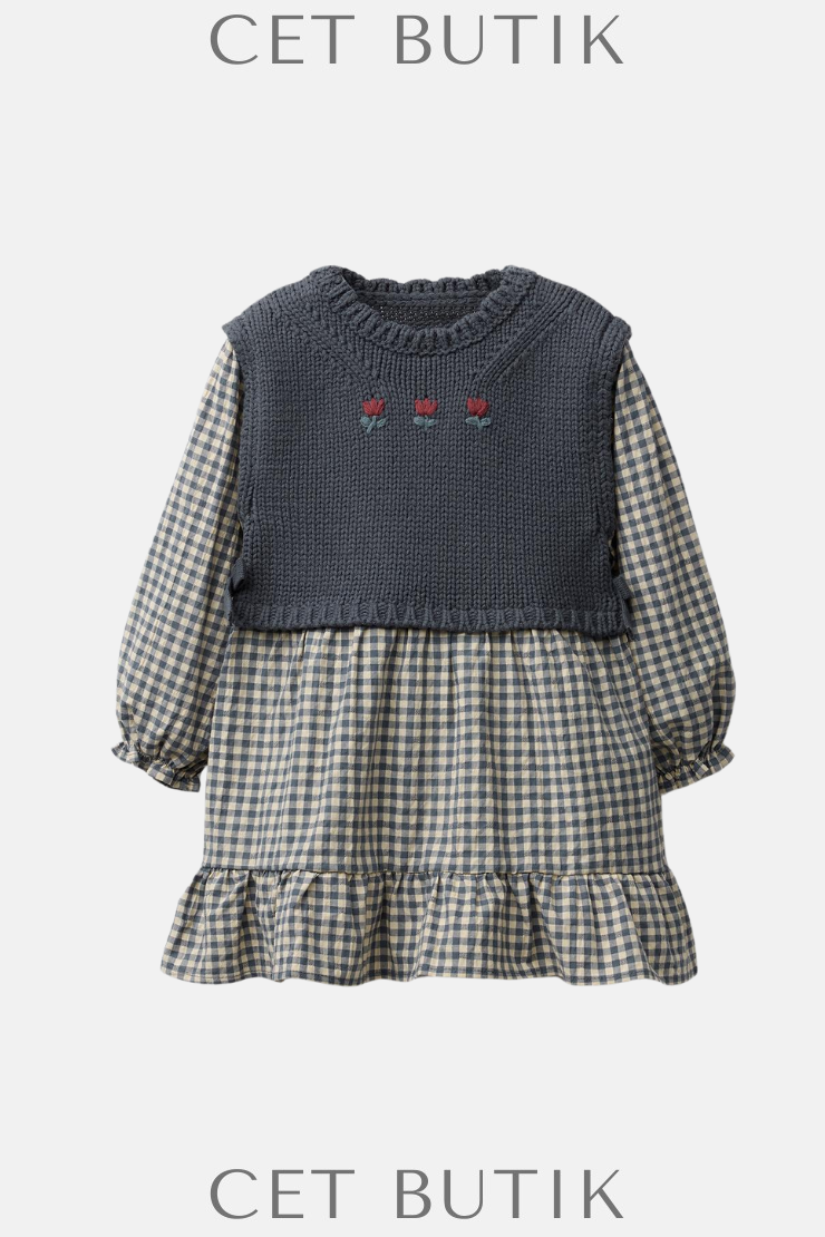 ZARA Plaid Dress with Knit Vest