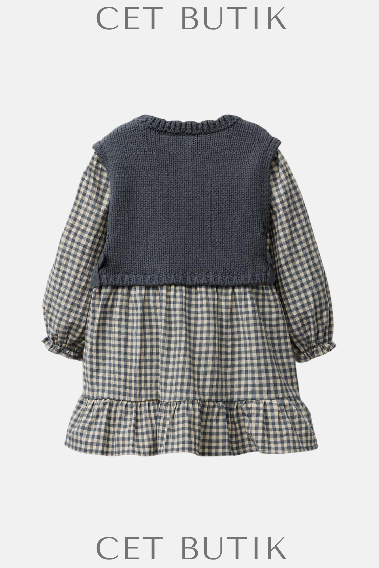 ZARA Plaid Dress with Knit Vest