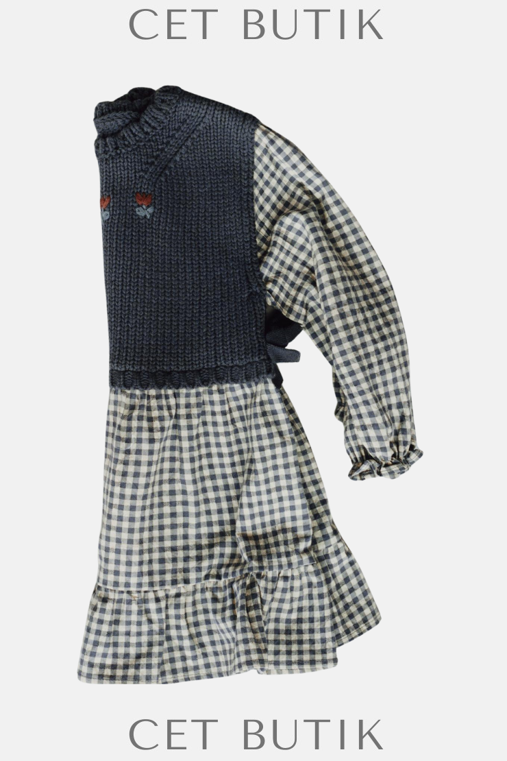 ZARA Plaid Dress with Knit Vest