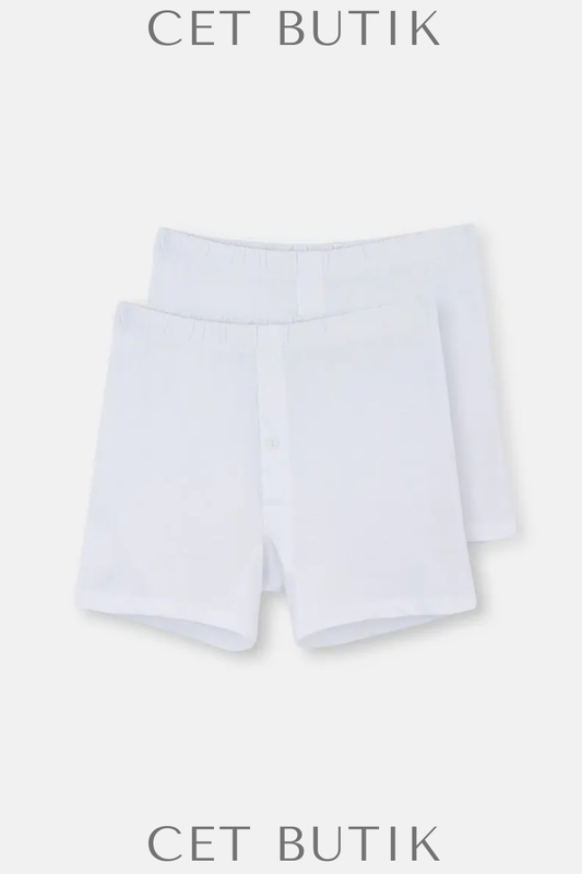 DAGİ D1220 Penye Boxer 2’li – Beyaz Erkek İç Giyim