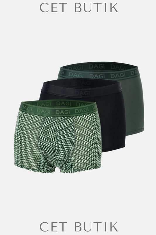 DAGİ 4210 Yeşil 3’lü Desenli Micro Modal Boxer