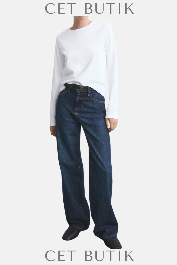 Mango Danila Yüksek Bel Wide Leg Kot Pantolon