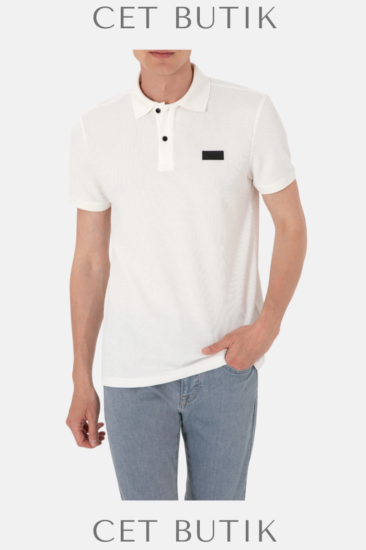 Pierre Cardin Beyaz Slim Fit Polo Yaka Tişört – %100 Pamuk