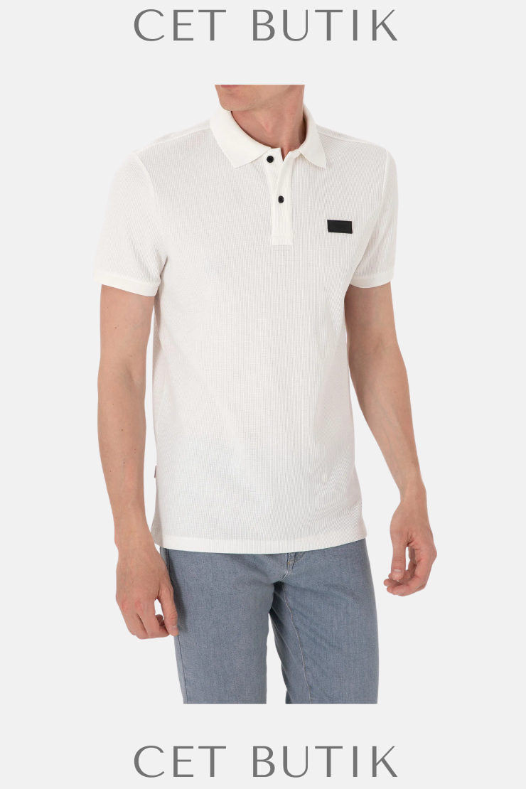 Pierre Cardin Beyaz Slim Fit Polo Yaka Tişört – %100 Pamuk