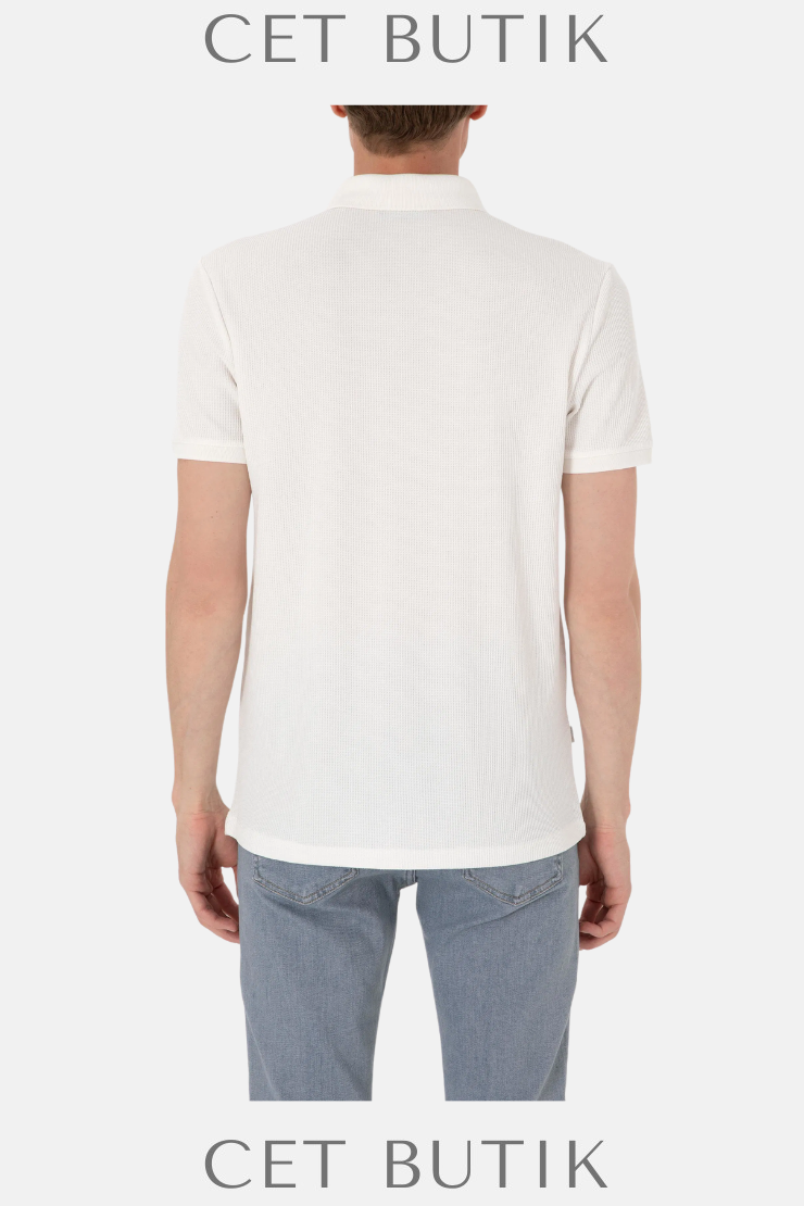 Pierre Cardin Beyaz Slim Fit Polo Yaka Tişört – %100 Pamuk