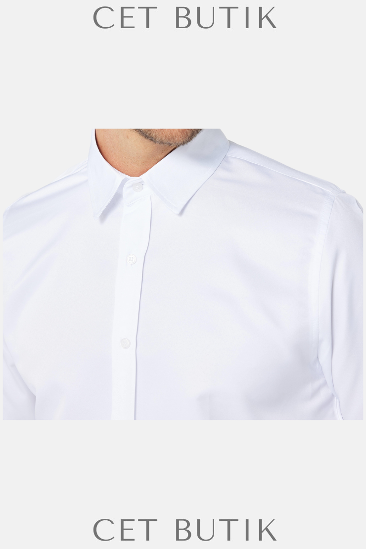 Tudors Slim Fit Beyaz Kolay Ütü Erkek Gömlek