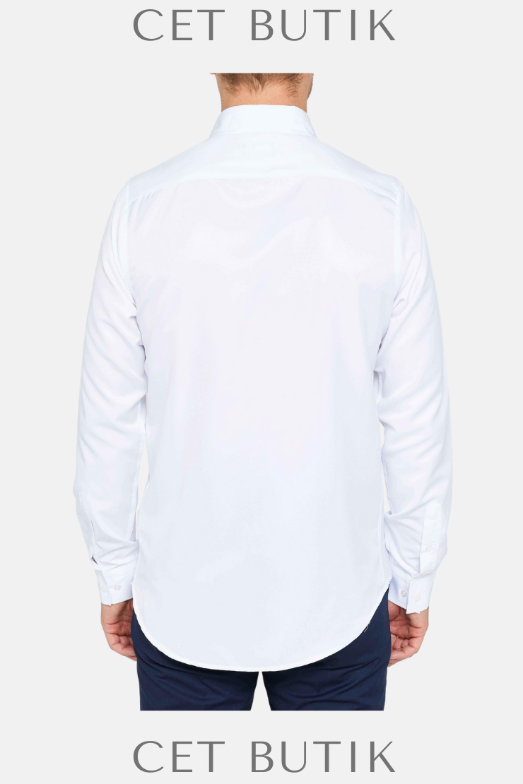 Tudors Slim Fit Beyaz Kolay Ütü Erkek Gömlek