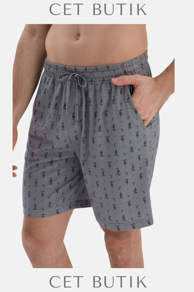 Dagi Gri Metraj Baskılı Gömlek & Şort Pijama Takımı