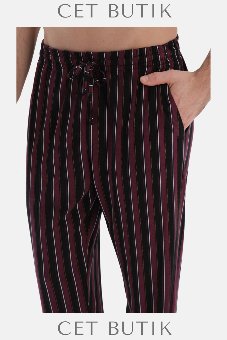 Dagi Açık Gri Çizgili Pijama Takımı – Kısa Kollu Tişört & Pantolon