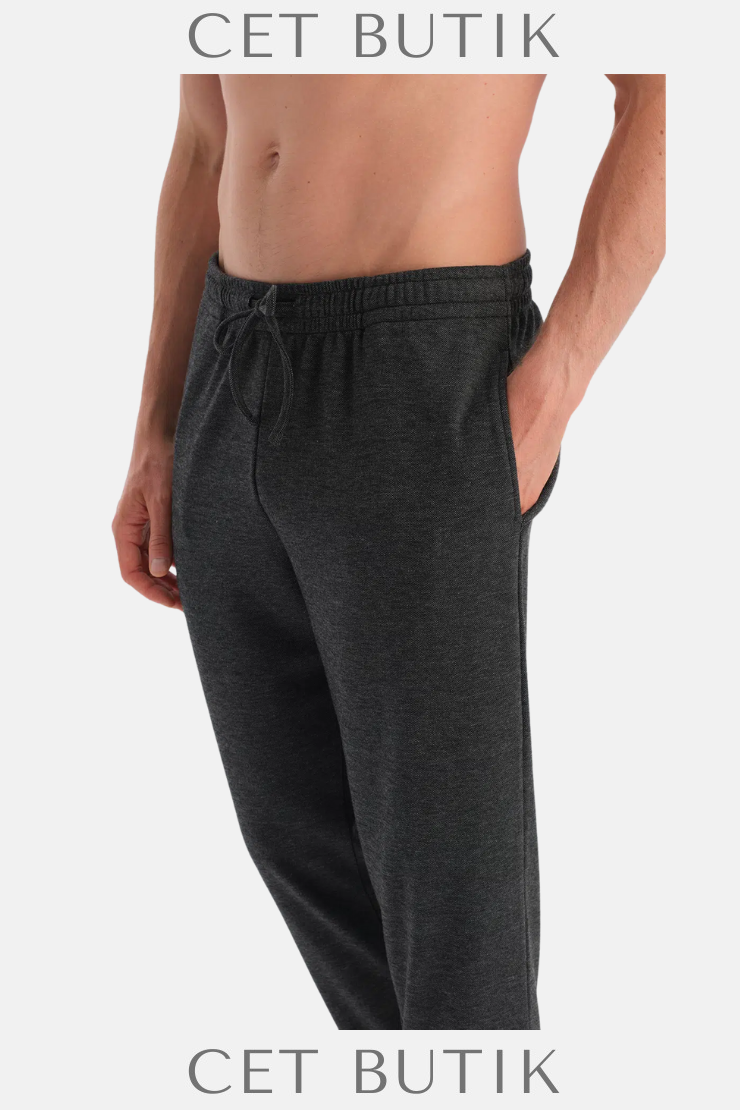 Dagi Antrasit Melanj Uzun Kollu Bisiklet Yaka Pijama Takımı