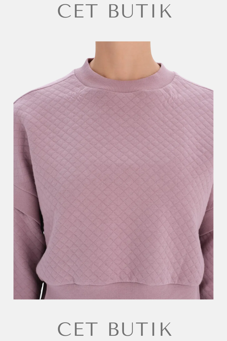 Dagi Lila Kadın Kapitone Crop Sweatshirt
