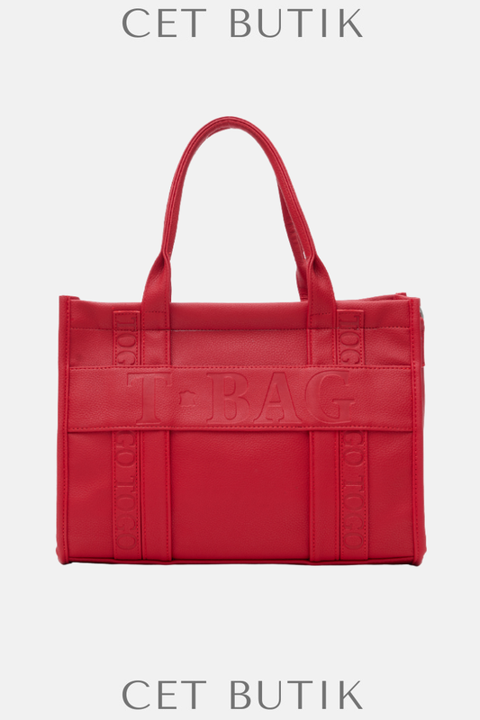 Kırmızı T-Bag Kadın Büyük Tote Çanta