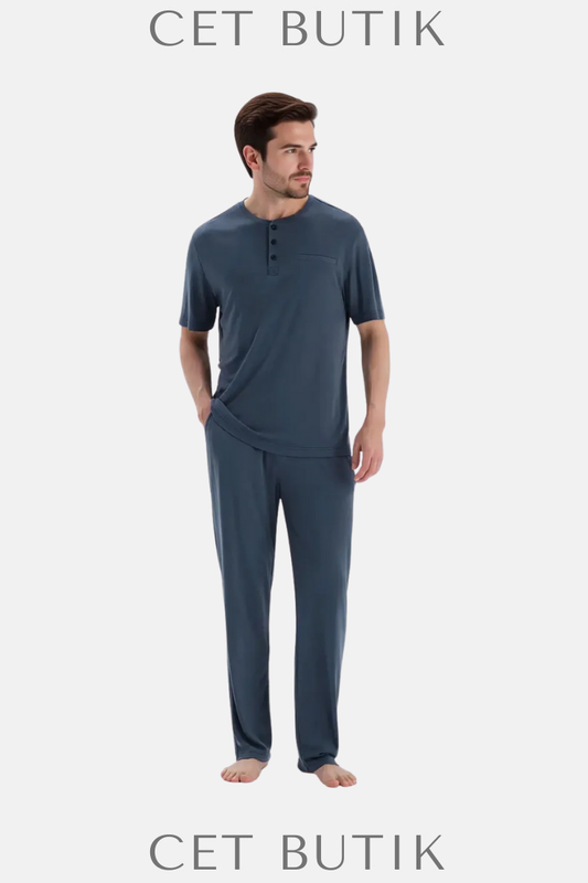 DAGI Indigo Cool Touch Pat & Fleto Pijama Takımı Serin Kumaşlı Takım