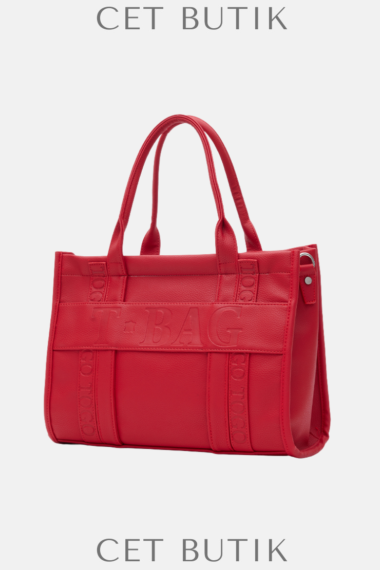 Kırmızı T-Bag Kadın Büyük Tote Çanta
