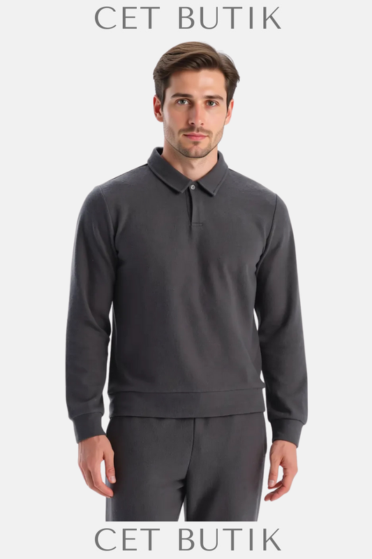 DAGI Patlı Yakalı Sweatshirt | Uzun Kollu, Antrasit, Regular Fit