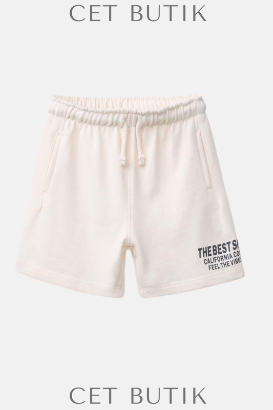 Erkek Çocuk Şort (Text Print Straight Plush Bermuda Shorts)