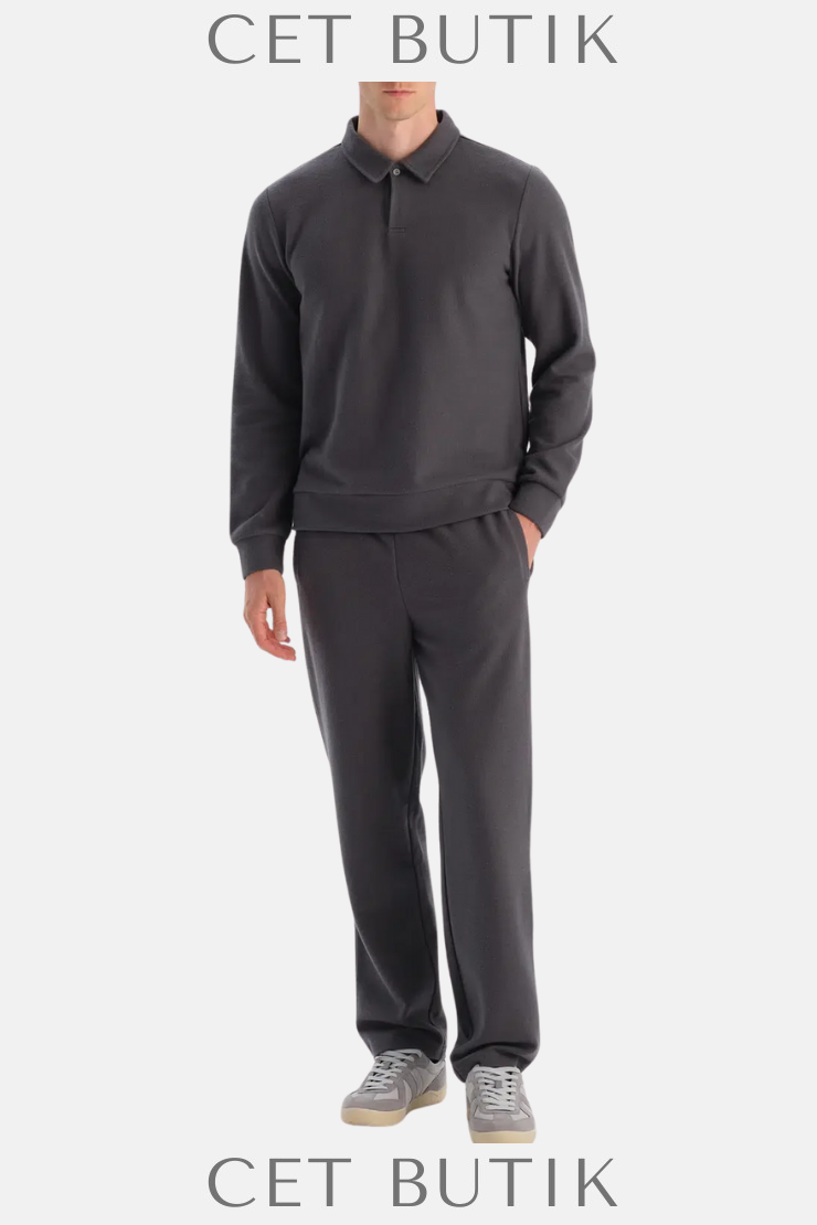 DAGI Patlı Yakalı Sweatshirt | Uzun Kollu, Antrasit, Regular Fit