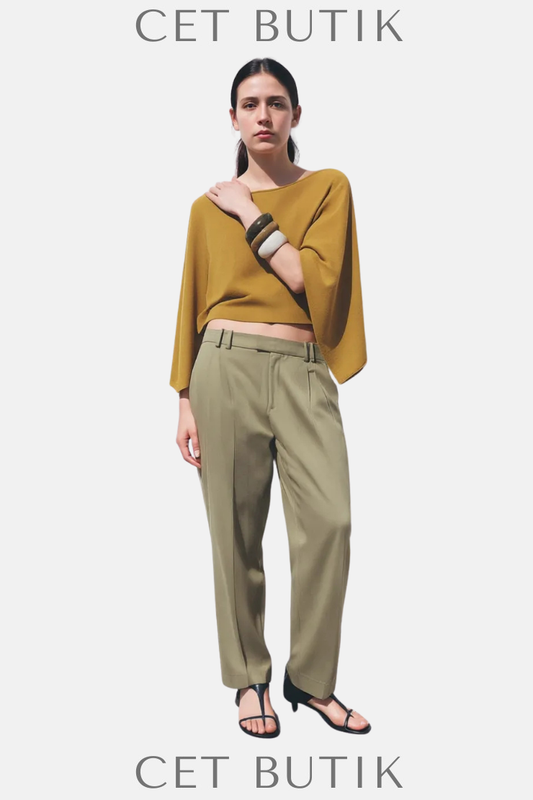 Zara ZW Collection Kadın Pensli Pantolon – Haki