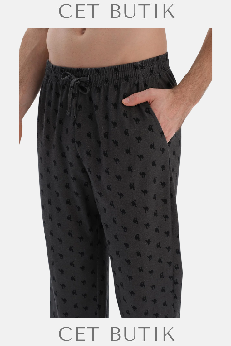 DAGİ Gri Kısa Kollu Baskılı Pijama Takımı