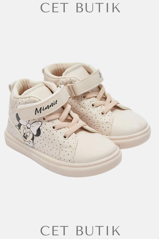 LCW STEPS Minnie Mouse Baskılı Kız Bebek Spor Ayakkabı – Ekru