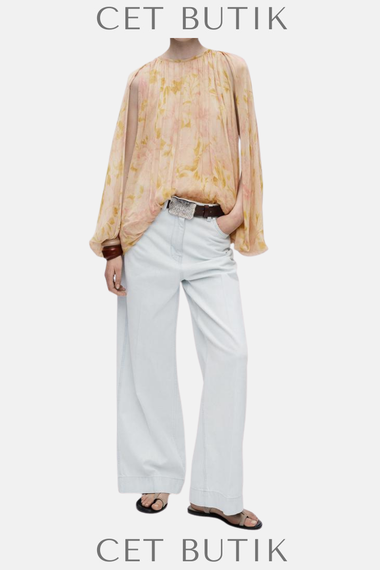 Zara ZW Collection Çiçek Baskılı Viskon Bluz – Renkli